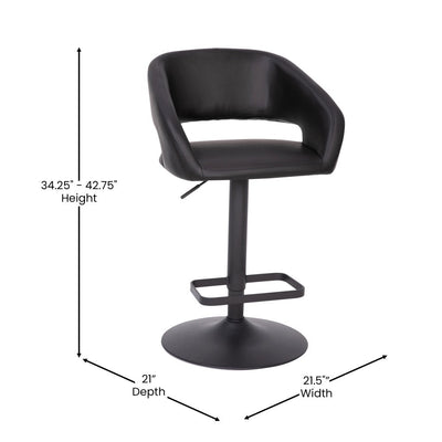 Modern Upholstered Adjustable-Height Barstool with Rounded Back