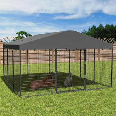 W 118 x D 118 x H 70 Large Outdoor Dog Kennel,Heavy Duty Dog Cage Enclosure with Waterproof Roof