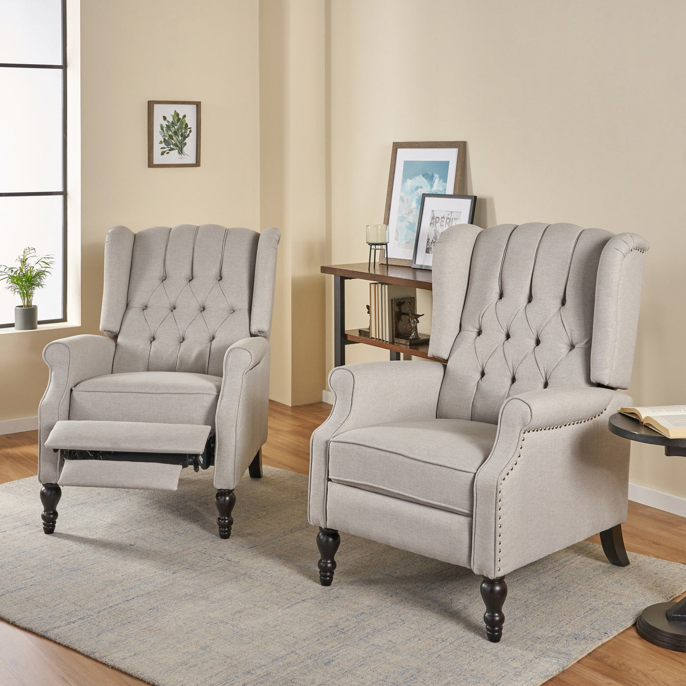 Walter Tufted Fabric Recliners (Set of 2) by Christopher Knight Home