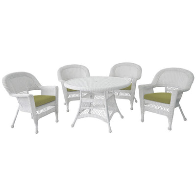 5-piece White Resin Wicker Dining Set