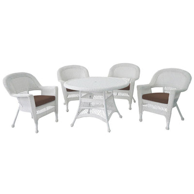 5-piece White Resin Wicker Dining Set