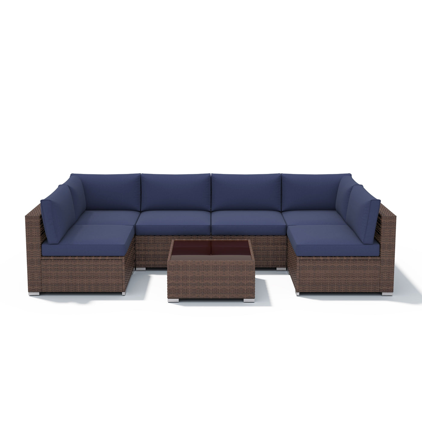 Wicker/ Steel 7-piece Outdoor Cushioned Sectional Sofa Set