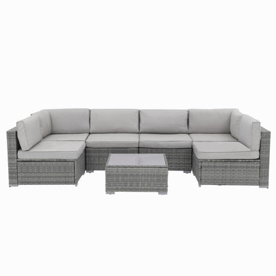 Wicker/ Steel 7-piece Outdoor Cushioned Sectional Sofa Set