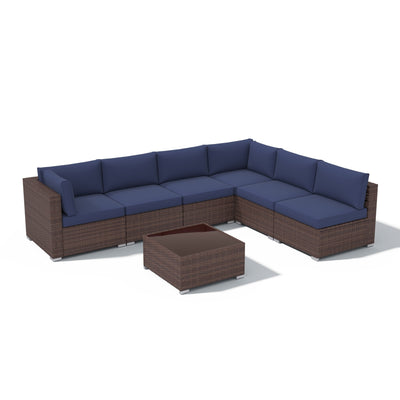 Wicker/ Steel 7-piece Outdoor Cushioned Sectional Sofa Set