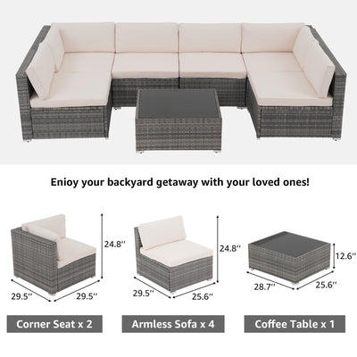 Wicker/ Steel 7-piece Outdoor Cushioned Sectional Sofa Set