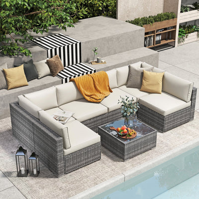 Wicker/ Steel 7-piece Outdoor Cushioned Sectional Sofa Set