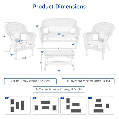 Wicker Patio 4-piece Conversation Set