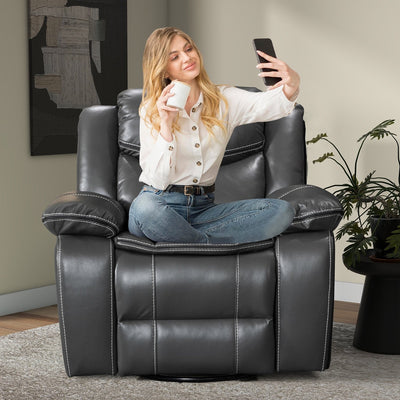 Wide Seat Durable Leather Massage and Heat Recliner