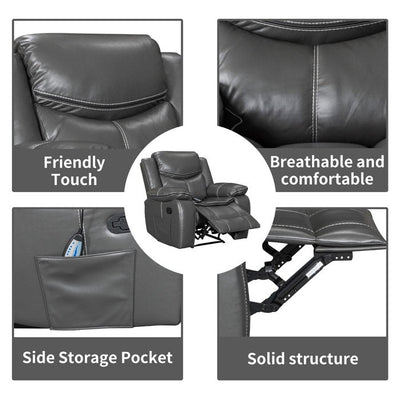 Wide Seat Durable Leather Massage and Heat Recliner