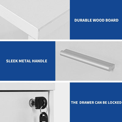 Wood File Cabinet with Charging Station Mobile Lateral Filing Cabinet Lockable Fits A4 Letter Legal Size Files