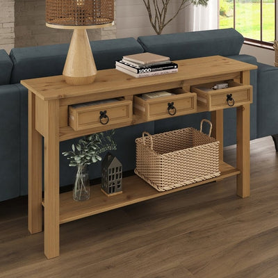 Wood Hall Table Console 3 Drawers Corona | Furniture Dash - N/A