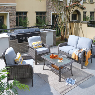 XIZZI 4-piece Outdoor Patio Furniture Conversation Set with Table