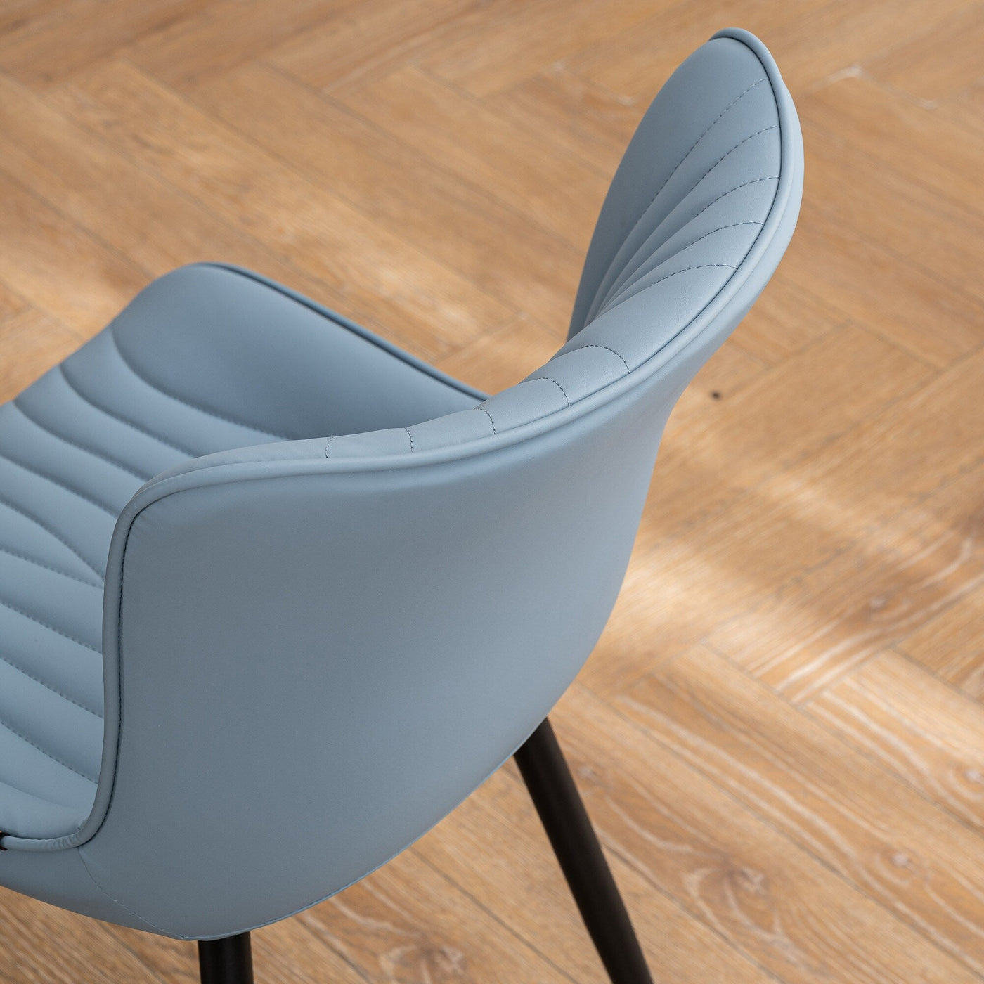 Modern Upholstered Leather Armless Dining Chairs Set of 2