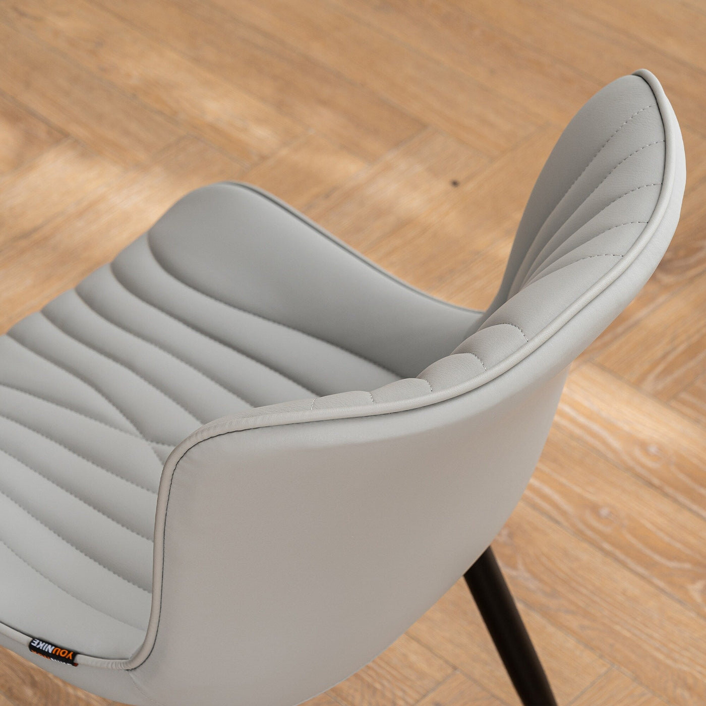 Modern Upholstered Leather Armless Dining Chairs Set of 2