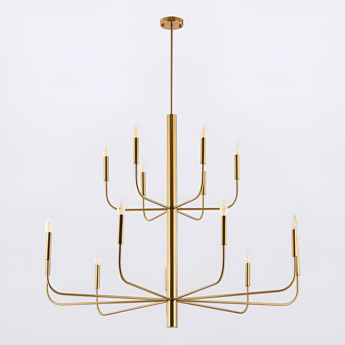 15-Light Minimalist Candlestick Chandelier, 2 Tier Ancient Design - 48