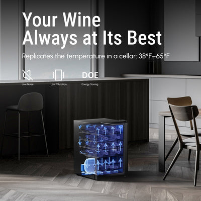 17 Inch Wine/Beverage Refrigerator, 20 Bottles, Freestanding, Digital Temperature Control