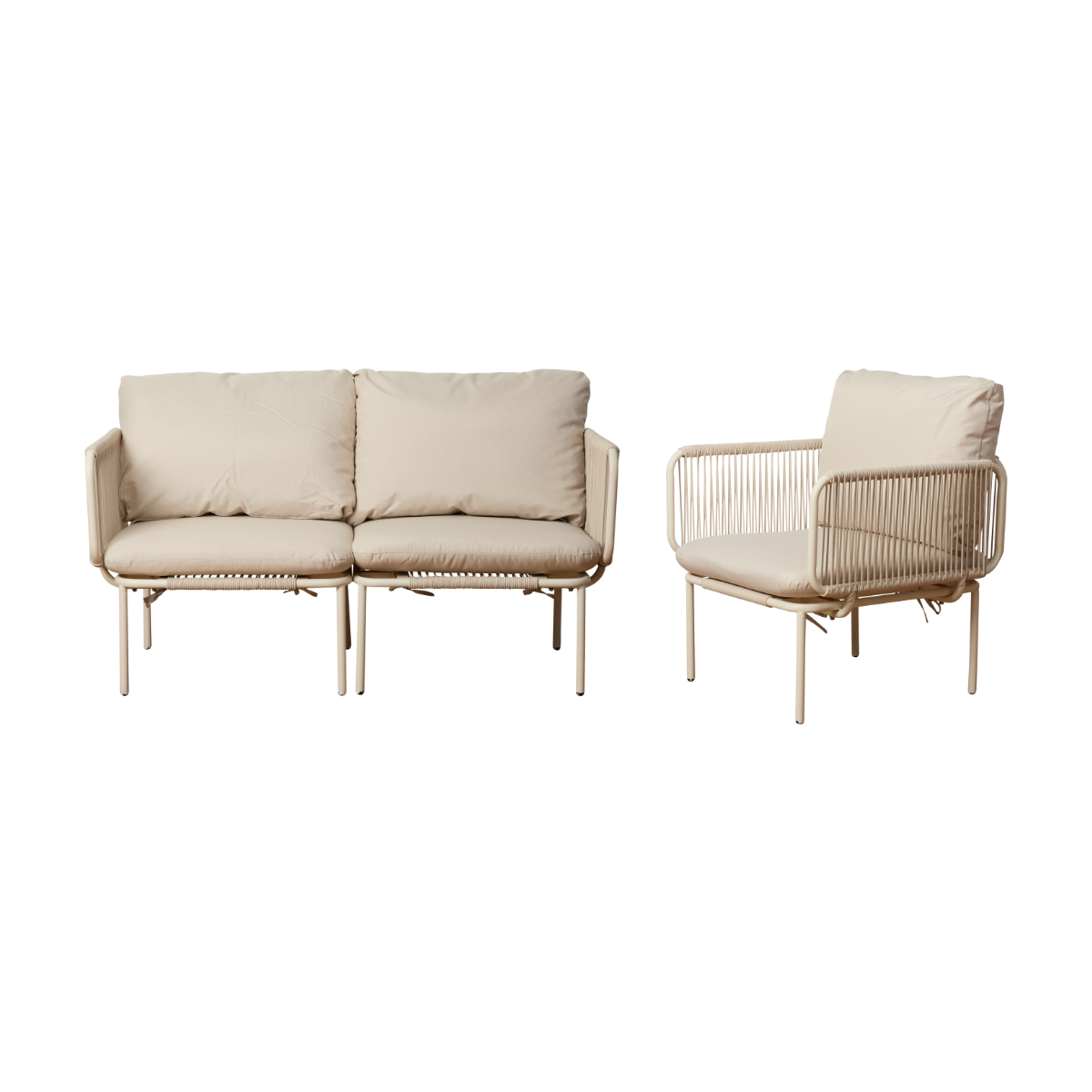 Sorrento Outdoor Armchair and Two Seater Two Piece Set - Beige