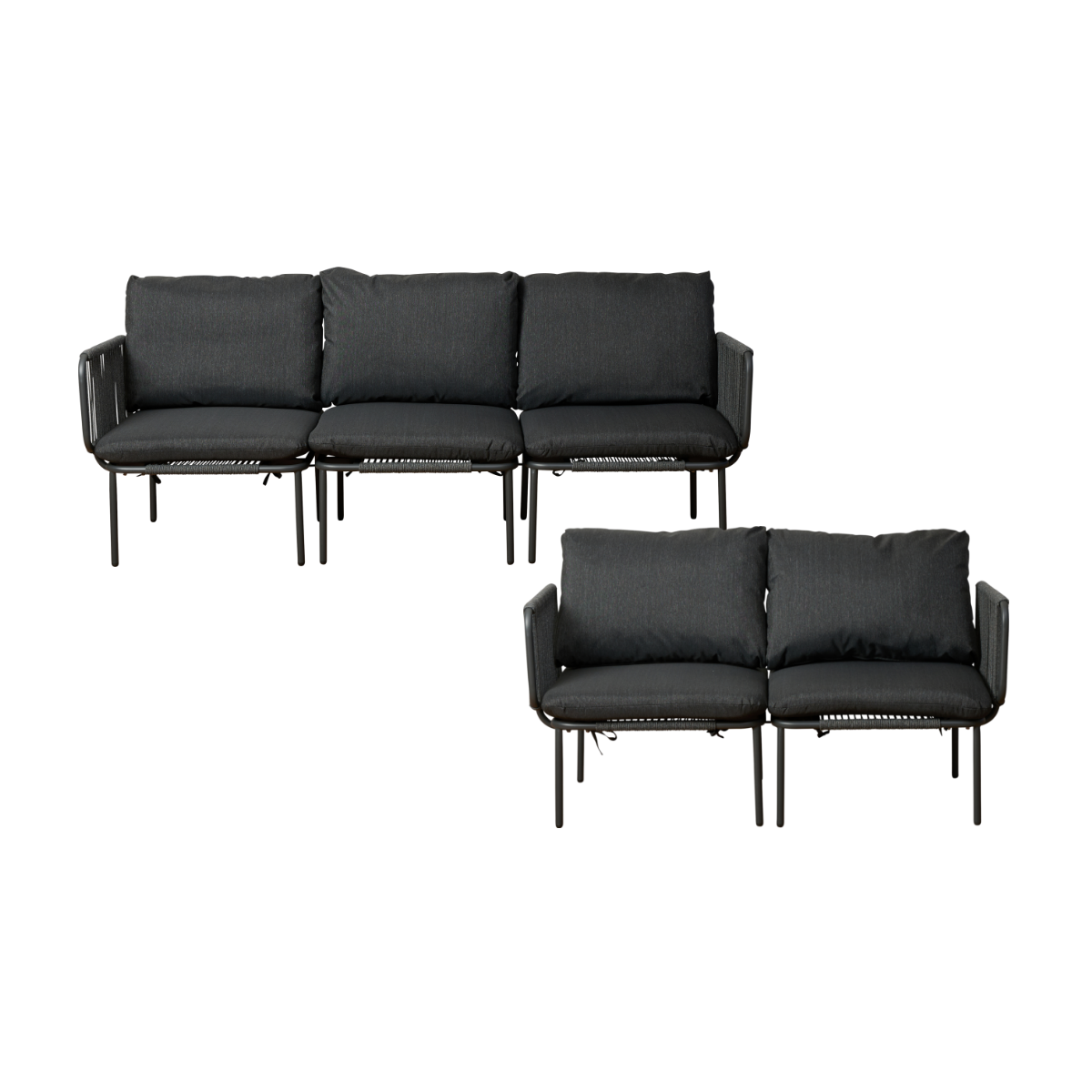 Sorrento Outdoor Three and Two Seater Two Piece Set - Charcoal
