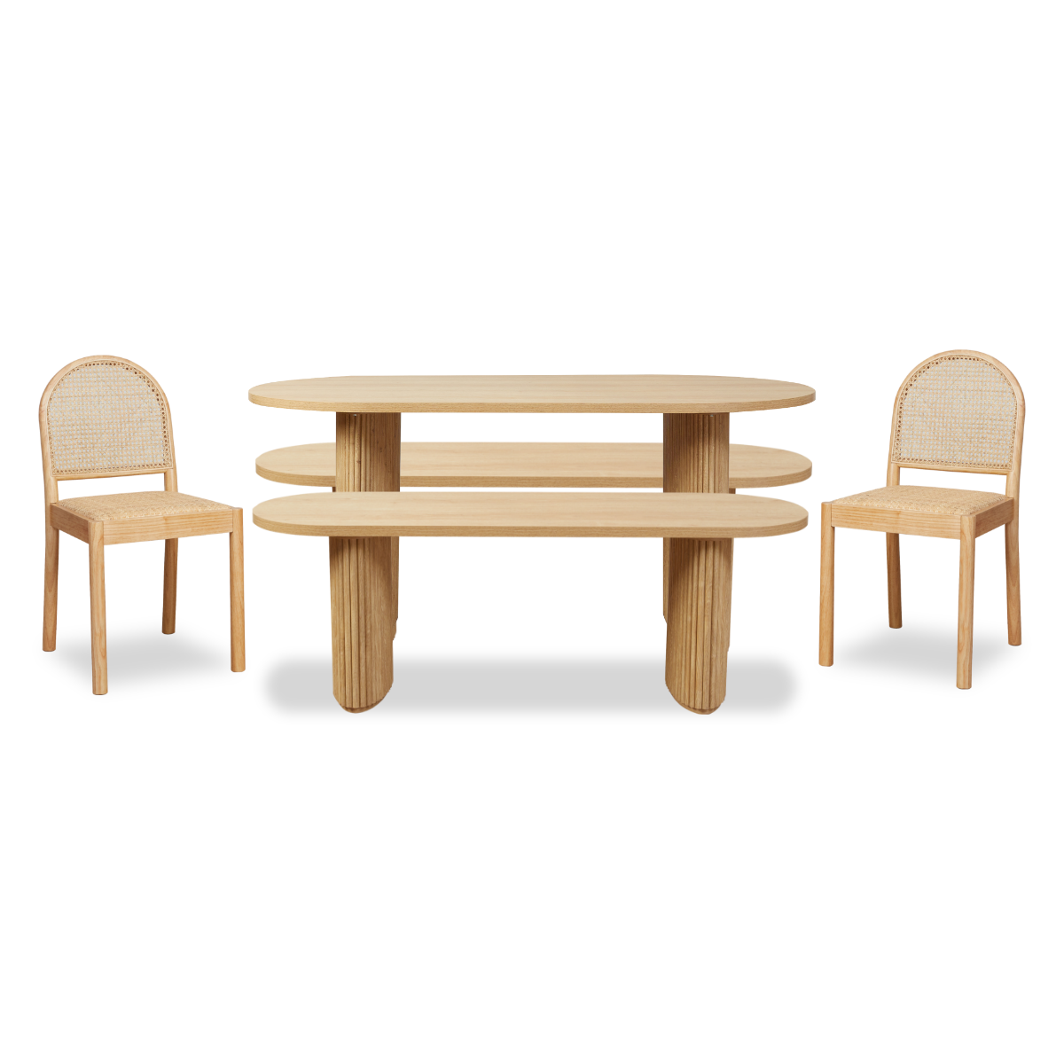 Amara Table Benches and Mateo Five Piece Dining Set