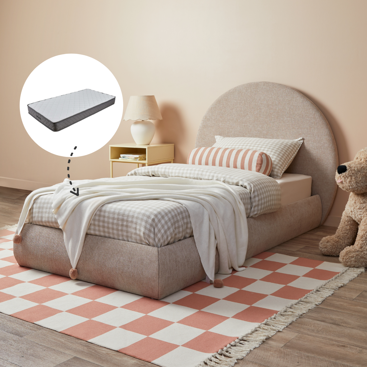 Arlo Arched Single Bed + Mattress Bundle - Natural