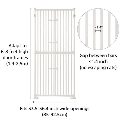 unipaws Extra Tall Cat Pet Gate 74 Inch High with Doors Locks